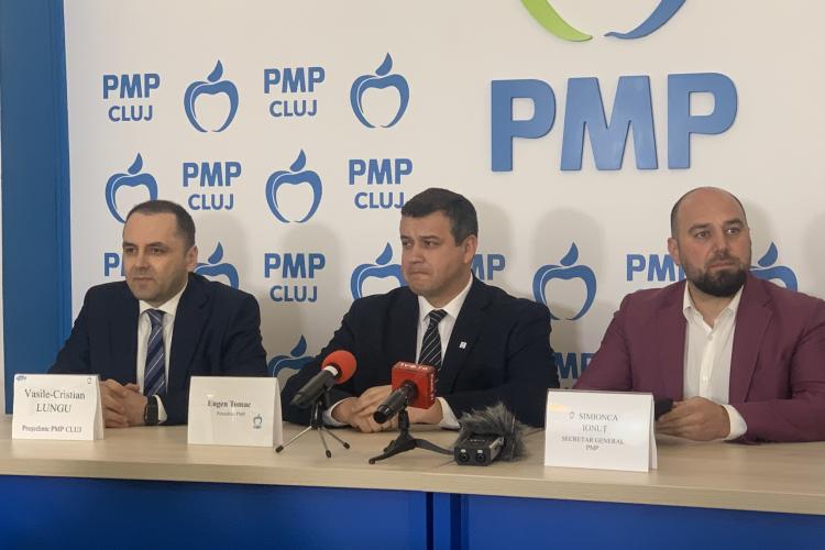 Președintele PMP, Eugen Tomac, a declarat la Cluj că fostul președinte Cristian Diaconescu riscă plângeri penale pentru fals - VIDEO