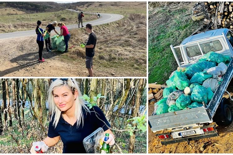 Ecologizare în comuna Căpușu Mare, Valea Agârbiciului. Puțini oameni au dat o mână de ajutor, dar s-a făcut treabă bună - FOTO