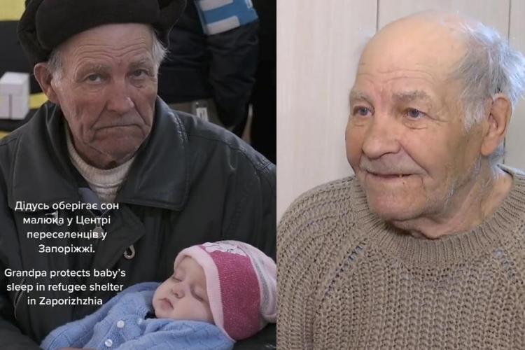 VIDEO/FOTO - Povestea bunicului refugiat care a înduioșat Ucraina, după ce a fost filmat legănându-și nepoțica