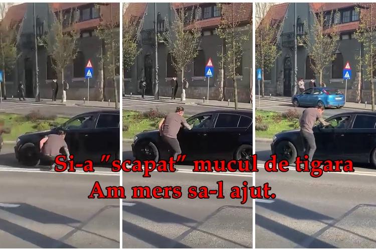Cluj, Calea Moților: Și-a “scăpat” mucul de țigară. Am mers sa-l ajut. Civilizatie. - VIDEO