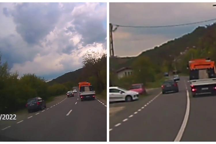 Șofer SINUCIGAȘ în Cluj-Napoca, pe drumul Sfântul Ioan. Două depășiri inconștiente la rând - VIDEO   