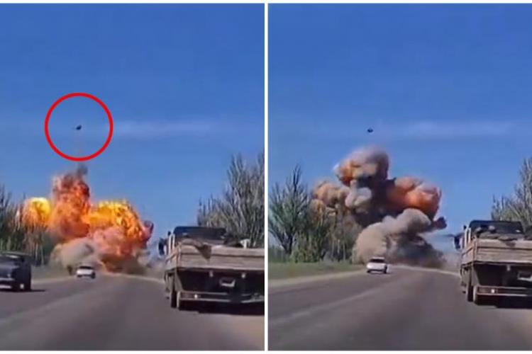 VIDEO - Imagini cu momentul în care un tanc rusesc explodează, iar turela sare în aer la 80 de metri