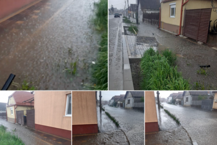 VIDEO/FOTO - „Potopul” de ieri a transformat Turda într-o Veneție a Transilvaniei. Localnicii sunt revoltați din cauza canalizării proaste din oraș 