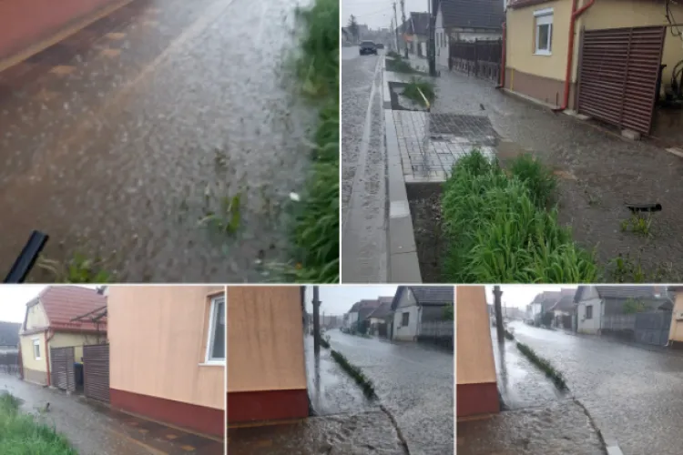 VIDEO/FOTO - „Potopul” de ieri a transformat Turda într-o Veneție a Transilvaniei. Localnicii sunt revoltați din cauza canalizării proaste din oraș 