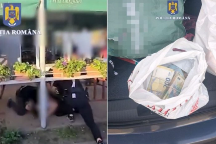 VIDEO - Doi clujeni, urmăriți și prinși „ca în filme” de mascați, după ce au furat o sumă mare de bani dintr-o casă din Sibiu