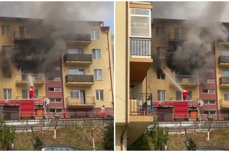 VIDEO - Incendiu VIOLENT la un apartament din Florești! Pompierii intervin cu cinci autospeciale pentru stingerea incendiului