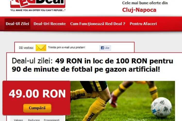 Va place sa jucati fotbal? Inchiriati acum un teren in Cluj cu 49 de lei, in loc de 100 lei (P) 