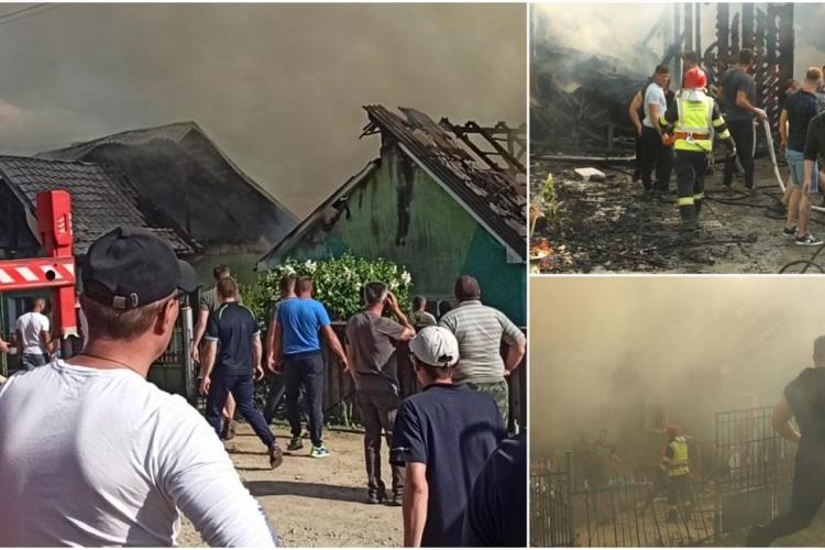 Incendiu puternic în Bistrița-Năsăud. Trei case au fost făcute scrum sub privirile neputincioase ale proprietarilor: „Ardem aici ca şobolanii”