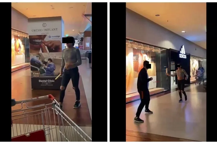 Noi imagini VIDEO arată că transgenderul de la Iulius Mall Cluj era TURBAT și AGRESIV. Avea un lemn în mână și lovea în neștire