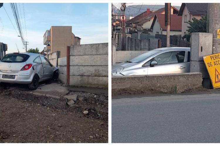 Accident cât se poate de bizar la Turda. Polițiștii suspectează că șoferul era sub influența băuturilor alcoolice