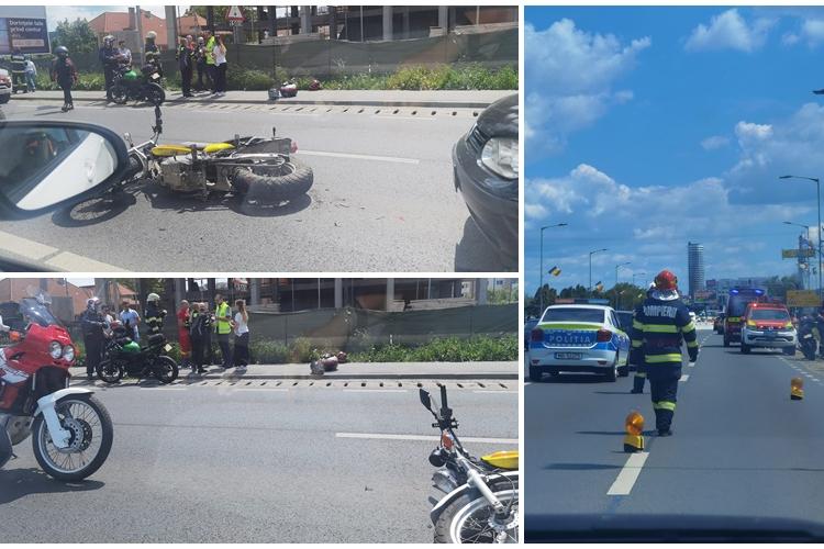 Accident în Florești, între VIVO și BMW! Un autoturism a lovit din spate un motociclist - FOTO