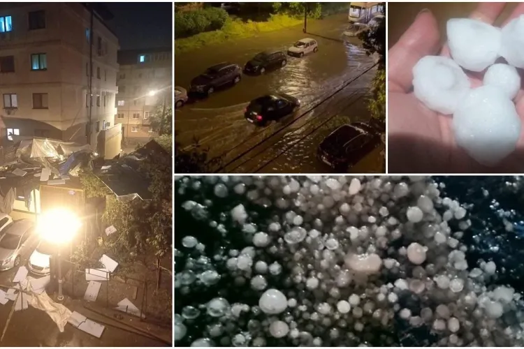 VIDEO - Grindina, ploile torențiale și vijeliile au făcut prăpăd azi noapte în Cluj și în zona de vest a țării. Oamenii s-au baricadat în case