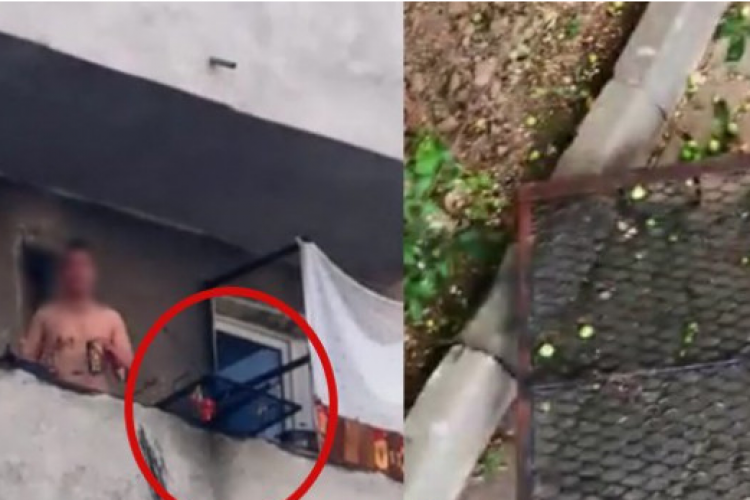 Patru tineri au încins un grătar în balcon și l-au scăpat de la etajul opt. Acesta a căzut pe o mașină din parcare
