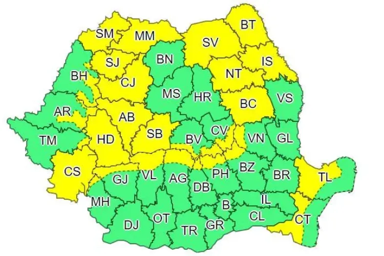 Avertizare meteo! Clujul nu scapă de avertizarea Cod Galben de ploi torențiale, grindină și vijelii
