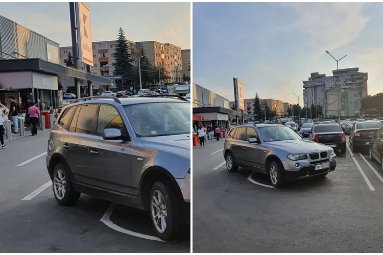 Cum și-a parcat un cocalar BMW -ul la supermarket în Cluj-Napoca - FOTO