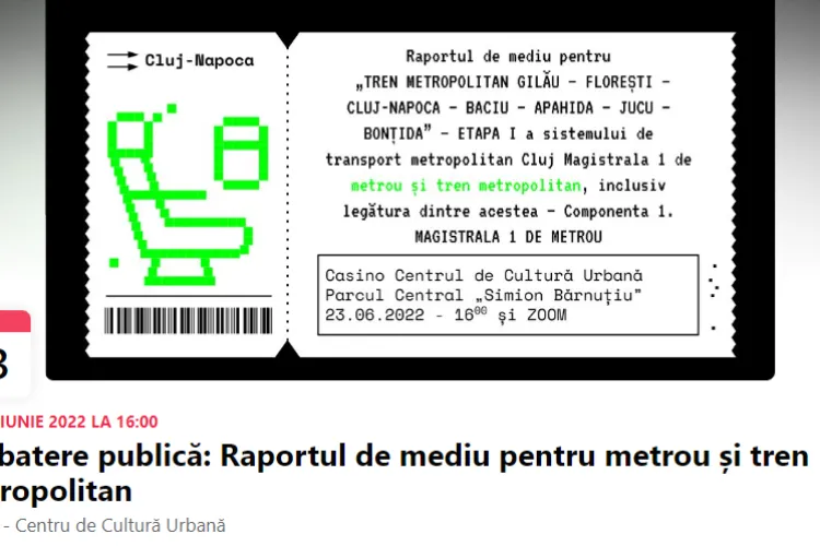 CLUJ - Dezbatere publică: Raportul de mediu pentru metrou și tren metropolitan