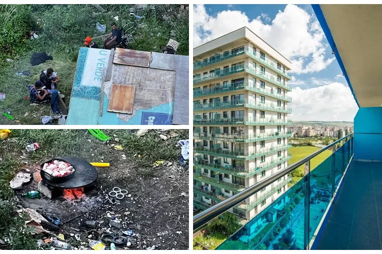 Clujul de 5 stele: Romii și-au instalat o tabără ilegală în Beverly Hills -ul Clujului, pe malul lacului din Gheorgheni, unde totul e scump  - VIDEO   