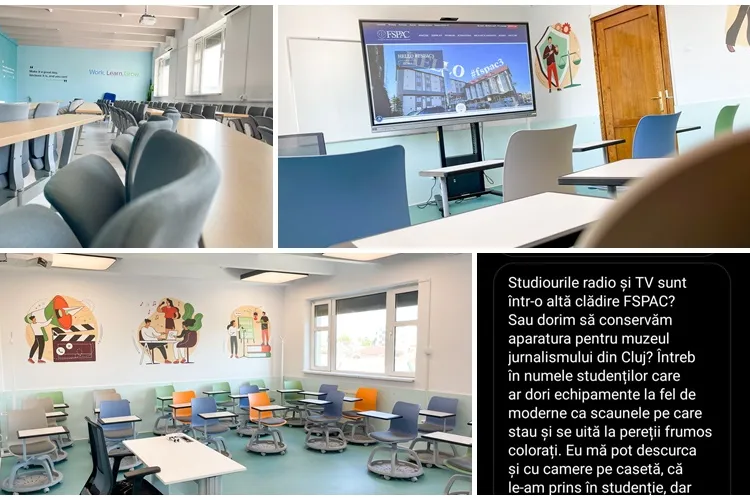 Cenzură la UBB Cluj! Au șters un comentariu care critica faptul că se cumpără scaune noi la Jurnalism, dar aparatura TV e demnă de MUZEU - FOTO