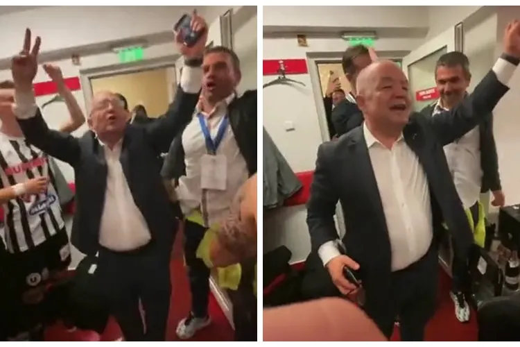 Boc s-a dus peste jucătorii U Cluj, în vestiar. S-a bucurat ca un suporter / politician - VIDEO