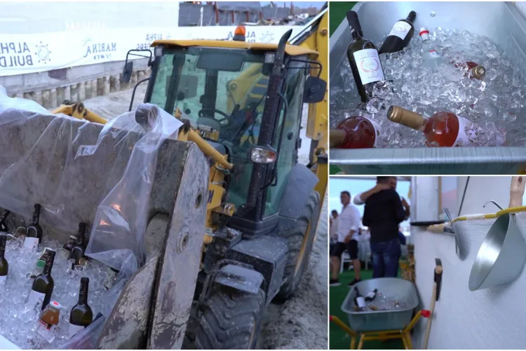 Ultima fiţă pe litoral în materie de servit şampania: „Am avut două variante: roabă sau excavator”. Turiştii sunt în extaz