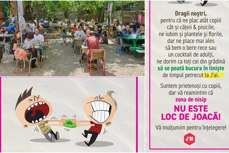 ”Iubim copiii, dar zona de nisip NU ESTE LOC DE JOACĂ”: Mesajul VIRAL al unei terase pentru cei care merg cu copiii după ei