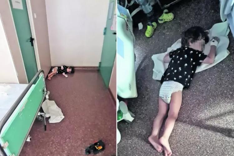 Un copil doarme pe jos, într-un salon de spital. Replica managerului: ”În România, vara e cald”   