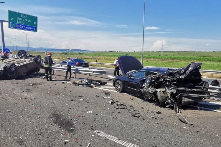 Accident grav pe Autostrada A10, între Alba Iulia și Sebeș - FOTO