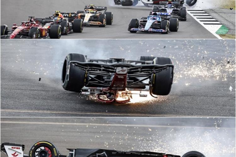VIDEO - Accident înfiorător în cadrul Formula1 în cursa de la Silverstone. Un pilot a ajuns cu monopostul între o barieră de pneuri și un gard
