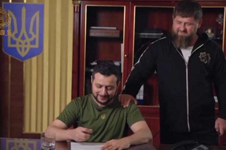 VIDEO - Kadîrov a regizat o scenetă despre o „capitulare” a Ucrainei, cu un actor rus în rolul lui Zelenski