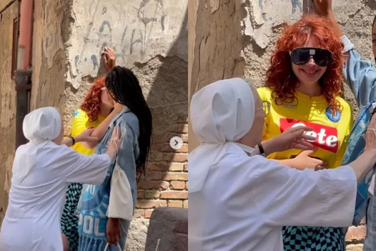 VIDEO - Sărutul dintre două fotomodele, pentru coperta unei reviste pro LGBTQ, întrerupt de o călugăriţă: „Ăsta e lucrul diavolului!”