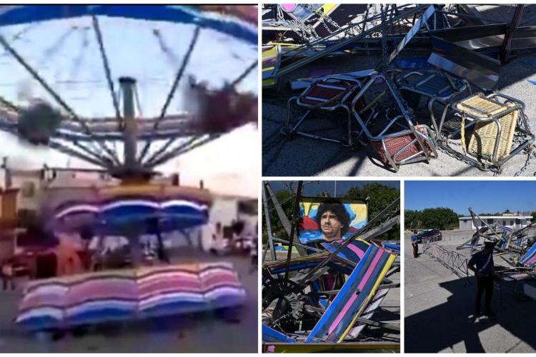VIDEO - Moment șocant: Un carusel s-a răsturnat în timp ce se aflau copii în el. Cel puţin 20 de copii au fost răniţi grav