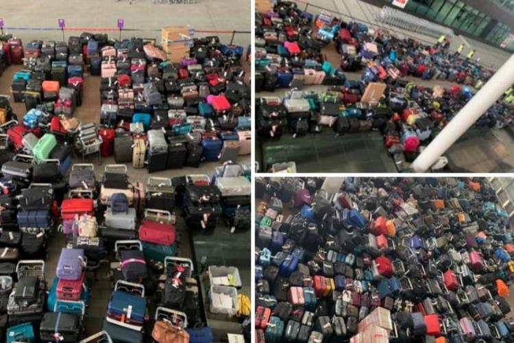 FOTO - Aeroportul Otopeni, plin cu bagaje. La sosiri, s-au adunat mormane întregi de bagaje pierdute sau ne revendicate