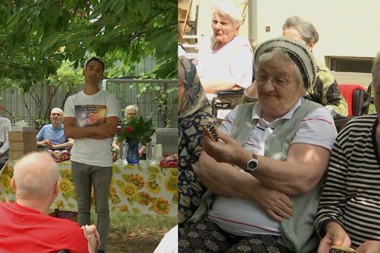 Bucurie pentru bătrânii de la un azil din Cluj! Un bărbat care a crescut de la 10 ani într-o casă de copii i-a servit cu înghețată