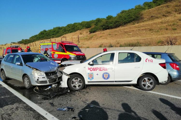 Accident violent în Apahida. Un autoturism de la ISU Bistrița, implicat în coliziune