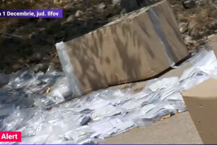 Mai multe Teste Covid expirate, aruncate pe câmp la câțiva kilometri de Capitală, lângă un cartier rezidențial