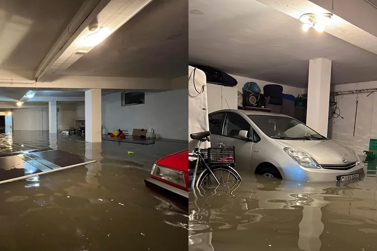 FOTO - Ploaia torențială de marți seara a lăsat în urmă zeci de străzi, garaje și subsoluri sub ape