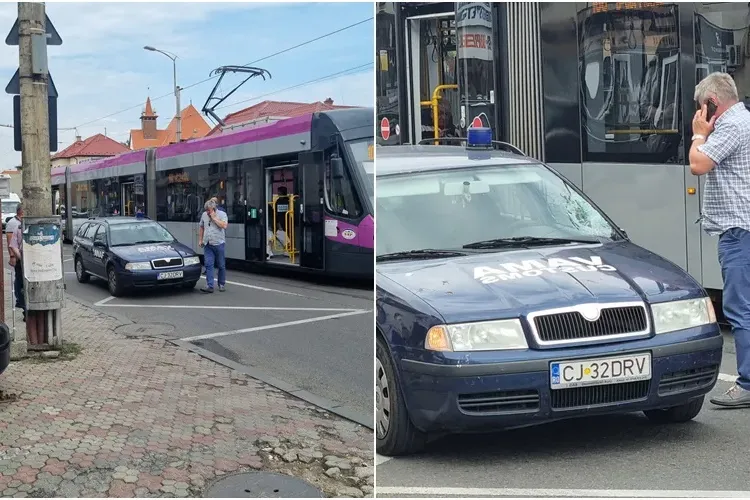 Clujean lovit de mașina ANAF -ului, în timp ce cobora din tramvai - FOTO