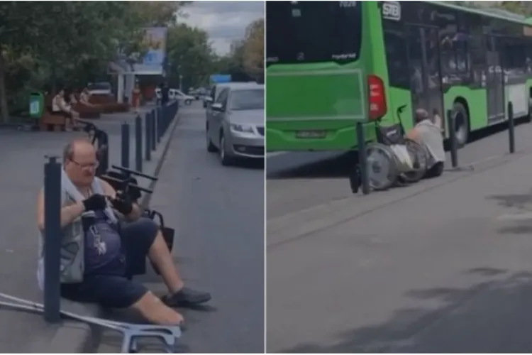 VIDEO - Asta-i România! Un pensionar în scaun cu rotile, ignorat și umilit de angajatul unei firme de transport public: „A refuzat să mă ia”
