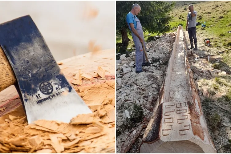 Vlădeasa - Vălăul cioplit într-un brad monumental: ”O tradiție ce n-ar trebui să dispară” - FOTO