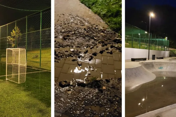 FOTO / VIDEO - Ploaia de vară a făcut ravagii în baza sportivă „La Terenuri” din Mănăștur