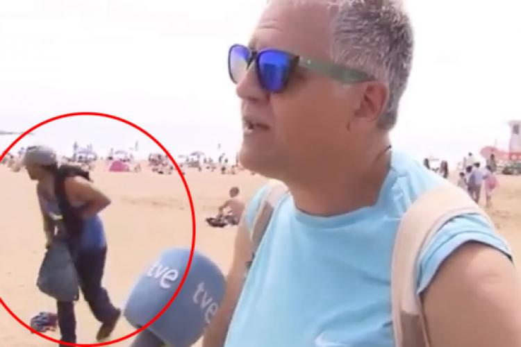 VIDEO - Tupeu fără margini: A furat o geantă în timpul unei transmisiuni live la TV, în Barcelona