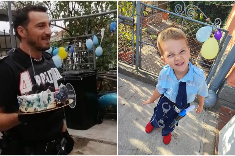 Surpriza făcută de Poliția Cluj unui puști de 4 ani, pasionat de uniformă. Bunica a fost complice - FOTO