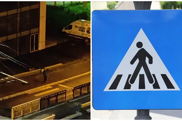 Cluj: Un pieton băut a rupt indicatorul de la trecerea de pietoni de pe strada Aurel Vlaicu - VIDEO