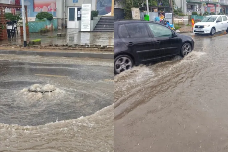 FOTO - „Floreștiul a ajuns o bătaie de joc”: Inundații pe strada Eroilor. Primarul Floreștiului, luat la rost de un localnic. „Faceți ceva!”
