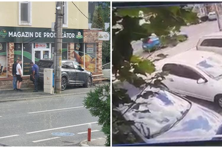 Accident controversat în Cluj-Napoca! SUV -ul a ajuns pe trotuar: Putea omorî pe cineva în magazinul Oncos - VIDEO