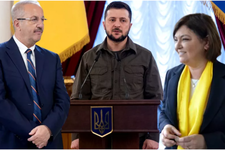  Vasile Dîncu și Adina Vălean, decorați de Volodimir Zelensky pentru implicarea lor în susținerea Ucrainei 