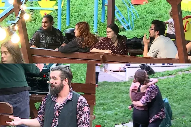 Piesă de teatru în faţa blocului. Localnicii, fascinaţi: „Am ieşit după apă şi am rămas pentru că ne-a plăcut”