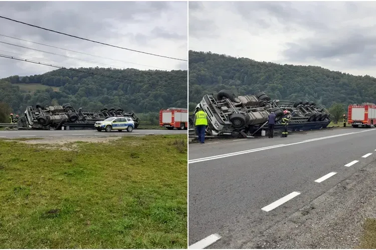 TIR răsturnat la Negreni, pe drumul Cluj - Oradea