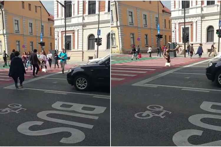 Cluj: Un acrobat dă spectacole în intersecția de la Regionala CFR Cluj - VIDEO