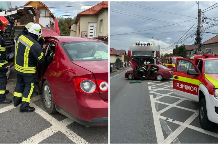  Accident în Baciu, pe strada Transilvaniei! Un bărbat este încarcerat, intervin salvatorii!